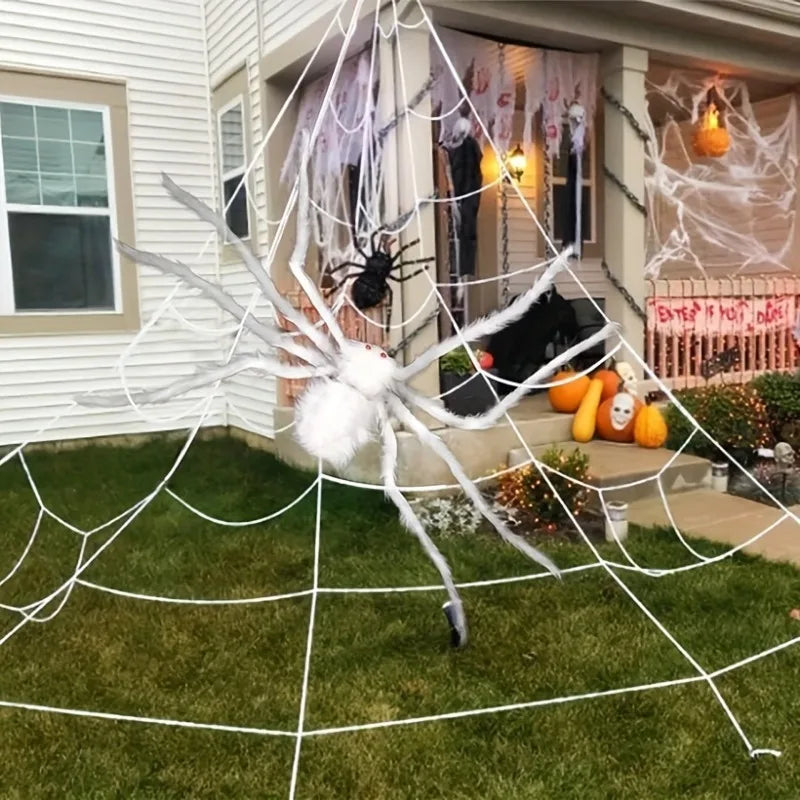 Halloween Party Big Plush Spider Horror Halloween Decoration Party Prop Outdoor Truly Terrifying White Giant Spider Plush Prop