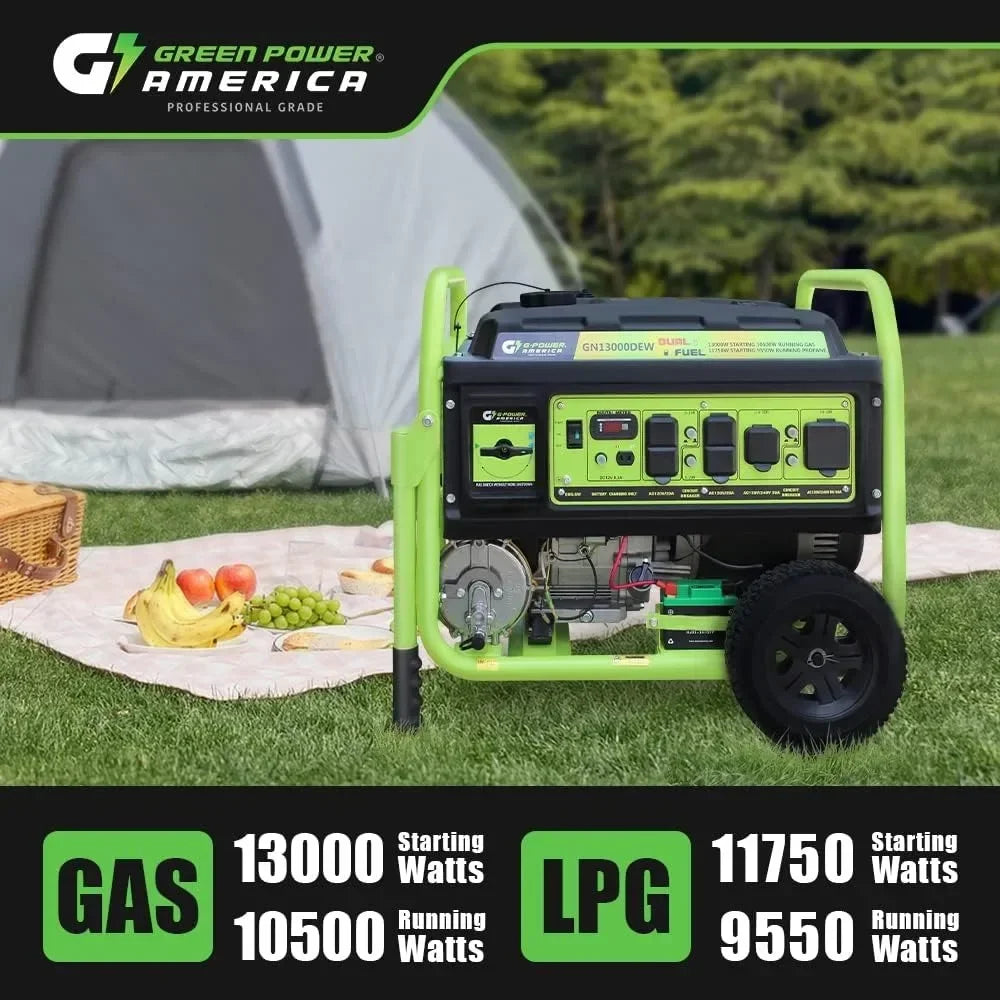 Dual Fuel Portable Generator,Gas or Propane Powered,Electric Start Home Back Up & RV Ready