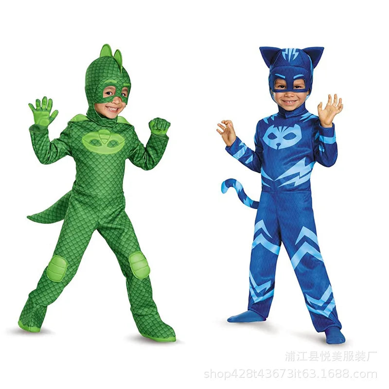 cosplay Blue Pajama Boys Girls Anime Hero Costume with Mask Cosplay Clothe Suit Child Halloween costume Birthday Party Kids Gift