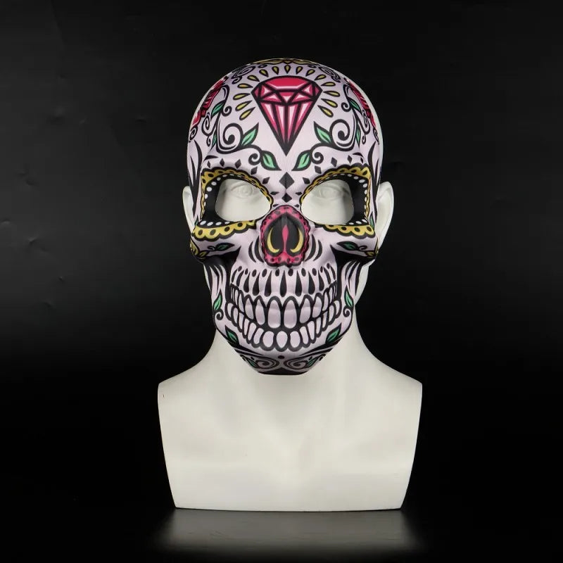 2023 Masks Mexican Day of The Dead Skull Mask Cosplay Halloween Skeletons Print Masks Dress Up Purim Party Costume Prop