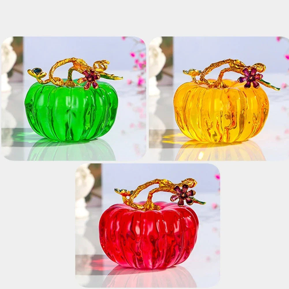 Glass Pumpkin Home Decoration Ornament Room Souvenir Yellow/Red/Green 1 Pc 65mm Creative Brand New