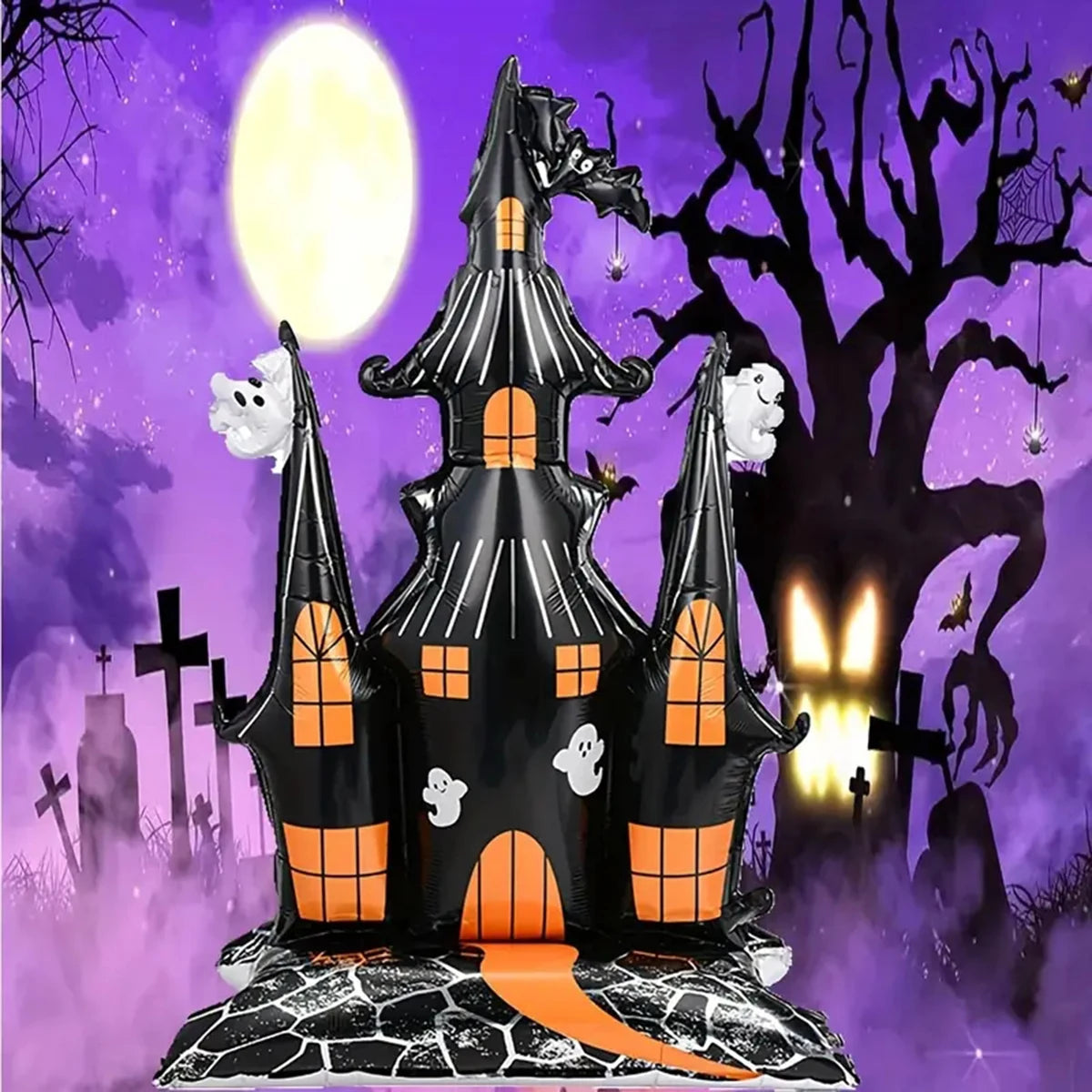 150*105cm Large Halloween Haunted Castle Base Aluminum Foil Balloon Halloween Party Indoor and Outdoor Decoration Balloon