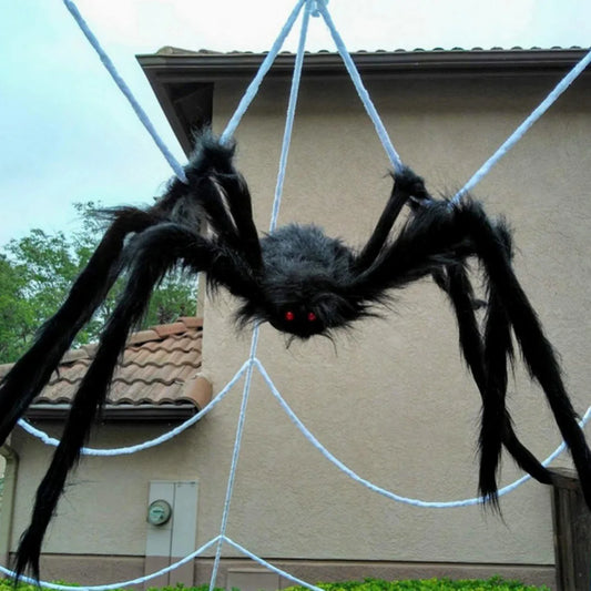 30-200CM Black Scary Giant Spider Huge Spider Web Halloween Decor for Home Bar Haunted House Props Holiday Party Outdoor Decor