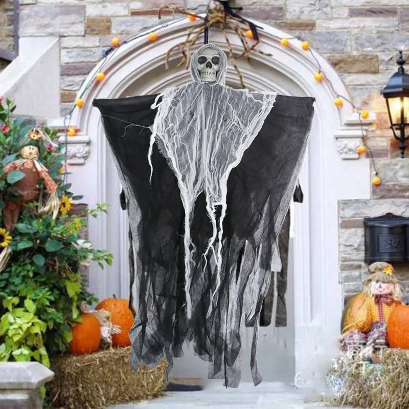 2024 Halloween Hanging Skull Ghost Haunted House Decorations Horror Props Halloween Party Indoor Outdoor Home Door Bar Decor