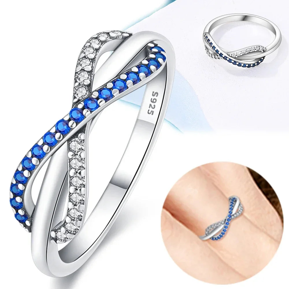 New 925 Sterling Silver Rings Stackable Infinite Heart Daisy Flower for Women Original Silver 925 Wedding Ring Jewelry Gift