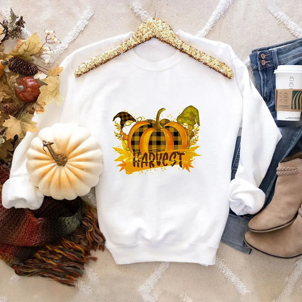 Vintage Pumpkin Fall Sweater for Women Cute Pumpkin Shirts Thanksgiving Sweatshirt Women's Graphic Autumn Tops Clothes