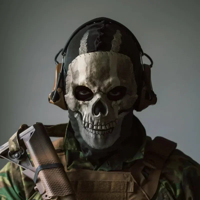 Horror Face Mask Call of Duty Ghost Tactical Skull Mask Halloween Perform Party Masquerade Prop Helmet Cosplay Latex Headgear