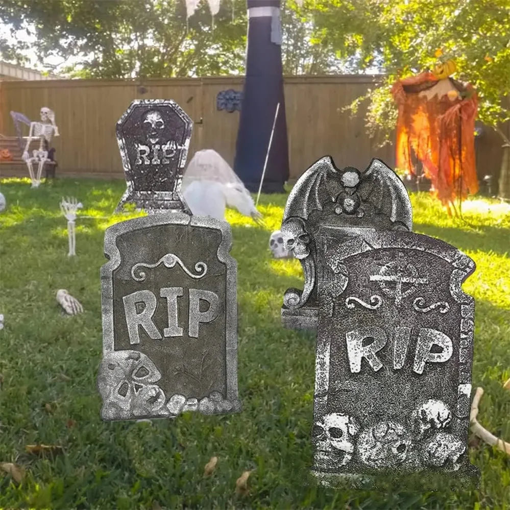 2023 Halloween Home Decoration Foam Skeleton Tombstone Graveyard Decor Skeleton Horror Haunted House Party Prank Outdoor Props