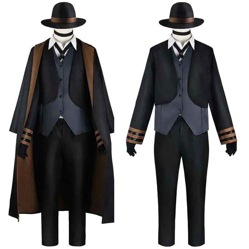 Nakahara Chuuya Cosplay Costume  Include Hat Uniform Trench Coat Pants Big Size Outfits Halloween Party for Comic Con