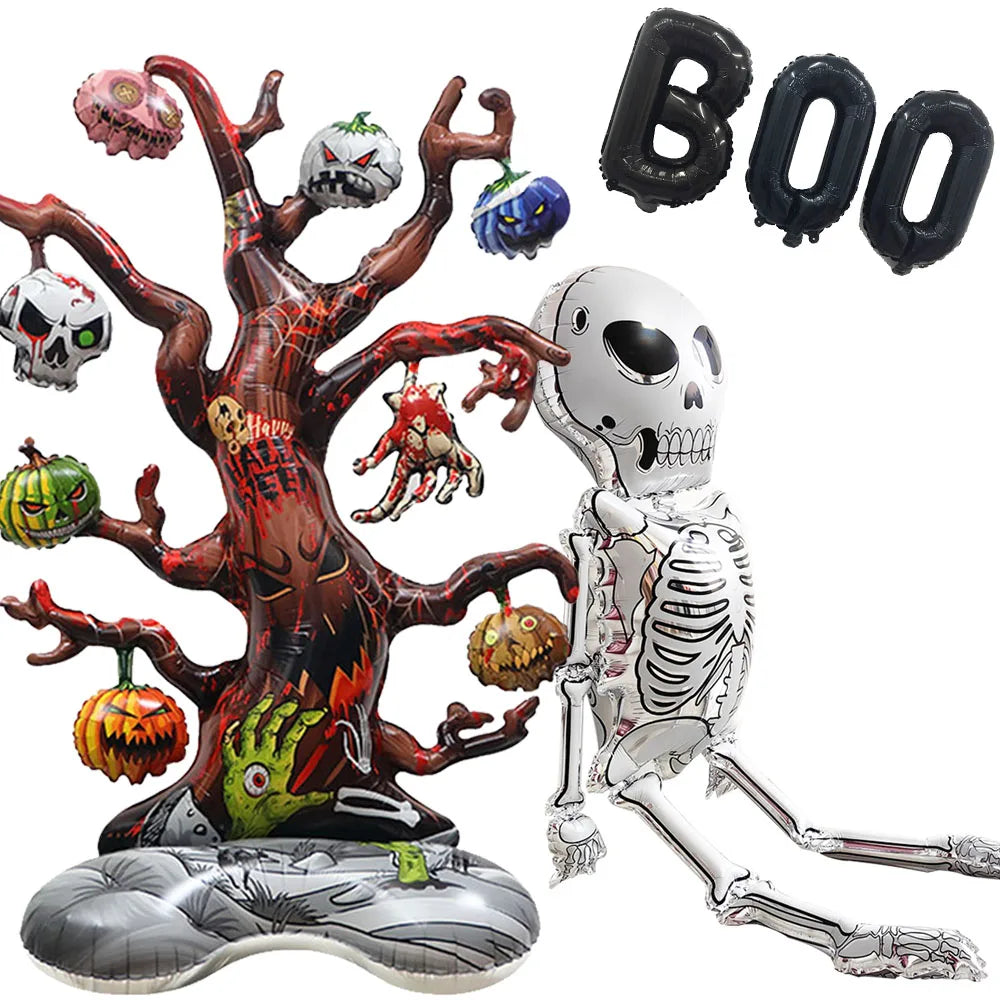 Halloween Inflatable Dead Tree Decoration Outdoor Ghost Tree Balloon Skeleton Man Spider Balloon Halloween Indoor Party Decor