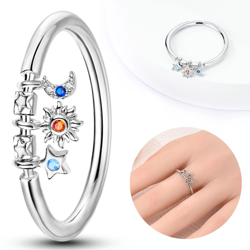 New 925 Sterling Silver Rings Stackable Infinite Heart Daisy Flower for Women Original Silver 925 Wedding Ring Jewelry Gift