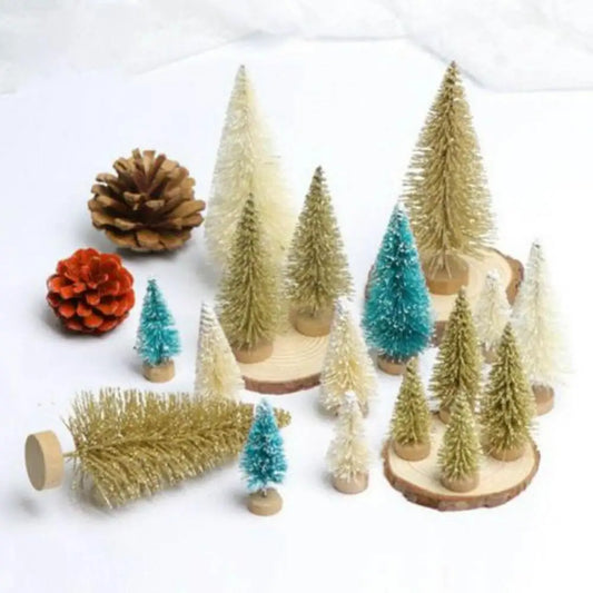 Christmas Tree 8Pcs Mini Christmas Trees Snowy Pine Xmas Party Ornament Holiday Decoration