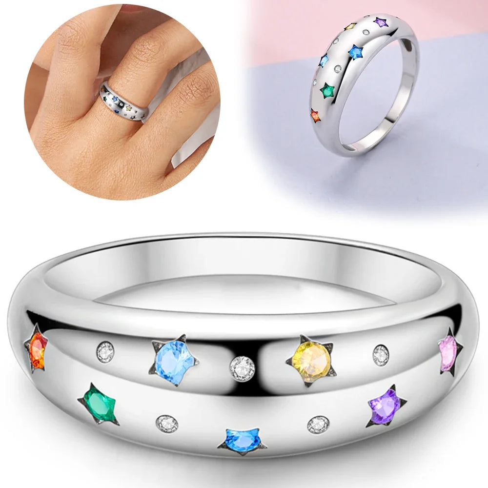 New 925 Sterling Silver Rings Stackable Infinite Heart Daisy Flower for Women Original Silver 925 Wedding Ring Jewelry Gift