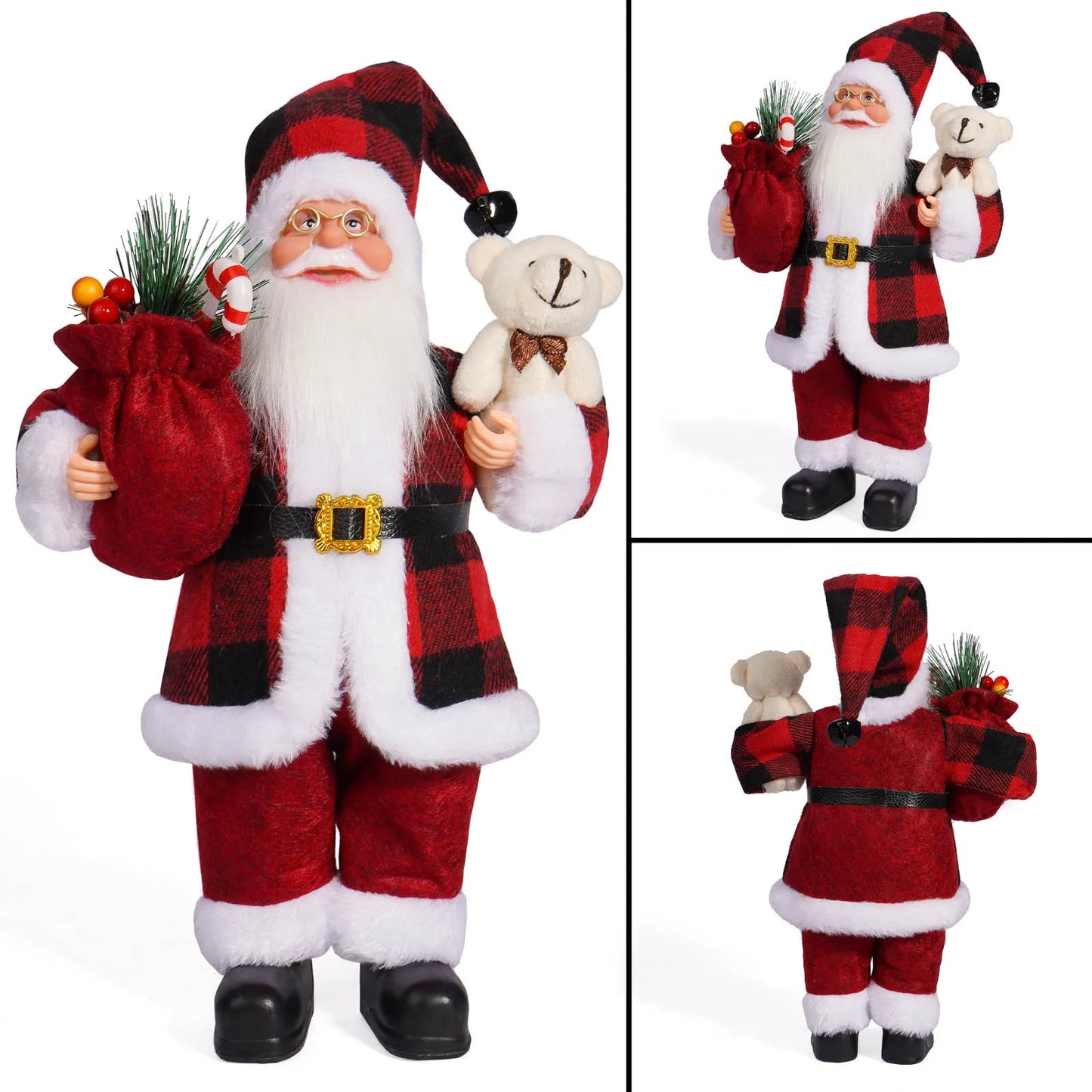 Christmas 12-inch Santa Figure Standing Santa Doll Window Decorations Christmas Decorations Christmas Gifts Birthday Gifts