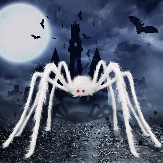 Halloween Party Big Plush Spider Horror Halloween Decoration Party Prop Outdoor Truly Terrifying White Giant Spider Plush Prop