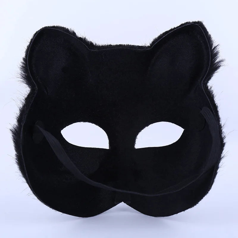 Halloween Fox Shape Half Face Eye Mask Sexy Imitation Cat Hair Animal Mask Christmas Carnival Party Cosplay Costume Props