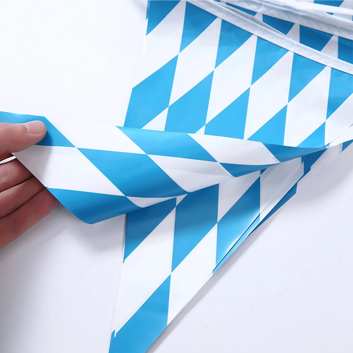 Oktoberfest Bavarian Blue White Lattice Plastic Banners Flag