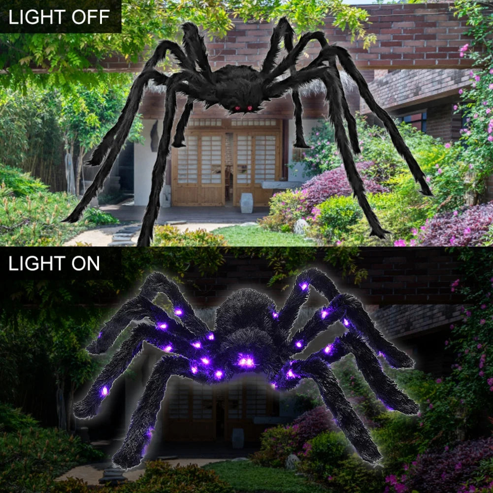 Light-up Spider Halloween Decoration,Big Lighted Spider for Scary Halloween Outdoor Indoor Yard Home Party Haunted House Décor