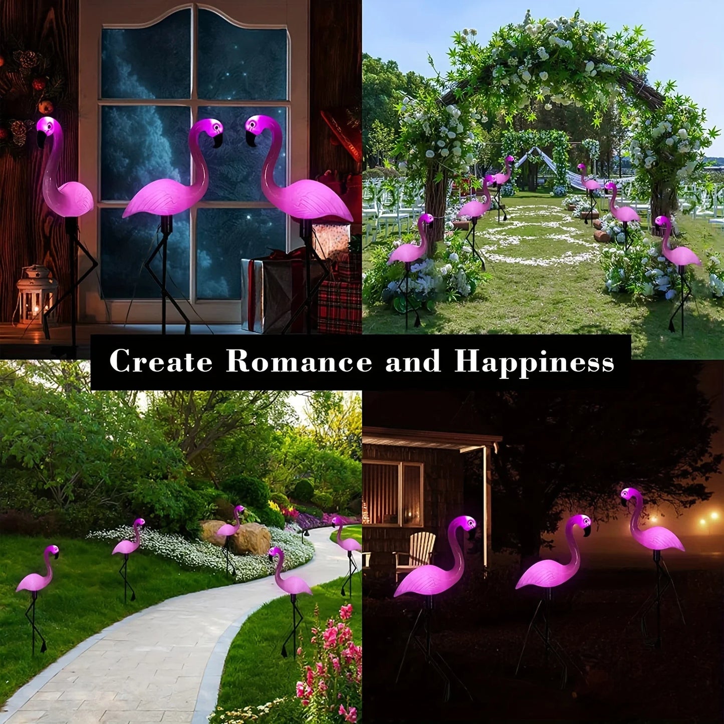 1/3pcs Garden Outdoor Flamingo LED Stake Lights Solar Powered Waterproof For Lawn Patio Backyard Halloween Decorations Lights