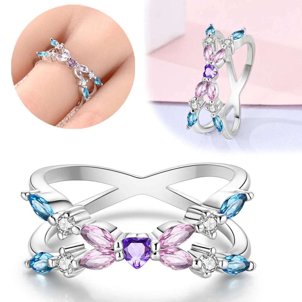 New 925 Sterling Silver Rings Stackable Infinite Heart Daisy Flower for Women Original Silver 925 Wedding Ring Jewelry Gift