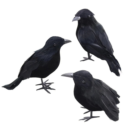 Halloween Black Crow Decor Simulation Crow Model Ornament Halloween Decoration 2024 Artificial Birds Home Outdoor Horror Props