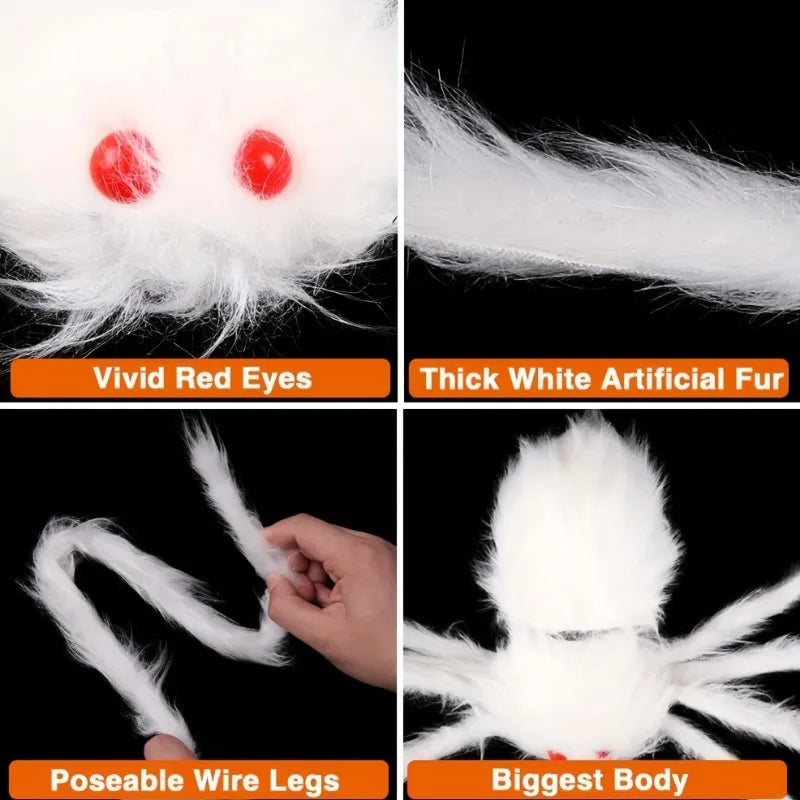 Halloween Party Big Plush Spider Horror Halloween Decoration Party Prop Outdoor Truly Terrifying White Giant Spider Plush Prop