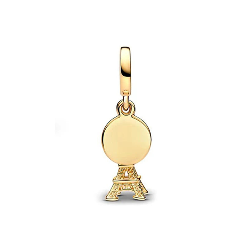 925 Silver Charms Fits Charm Pandora 925 Original Bracelet Womens Gold Paris Eiffel Tower Dangle Charm DIY Fine Jewelry Gift Hot