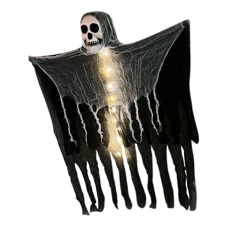 Halloween Ghost with LED Light Glow Hanging Skull Ornaments for Home Indoor Outdoor Party Decoration  Haunted House Horror Props