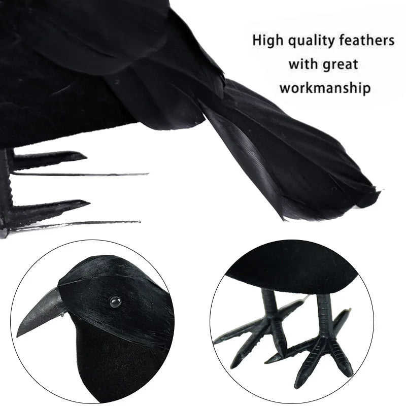 6/1pcs Halloween Black Crow Model Scary Props 2024 Halloween Party Home Indoor Outdoor Decoration Simulation Fake Bird Animal