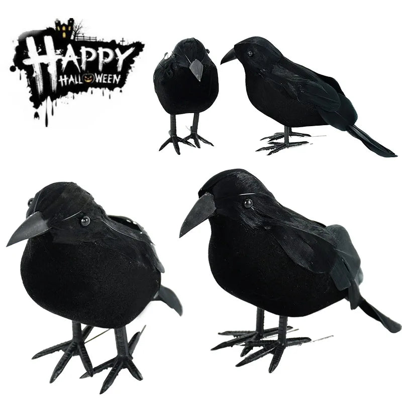 6/1pcs Halloween Black Crow Model Scary Props 2024 Halloween Party Home Indoor Outdoor Decoration Simulation Fake Bird Animal