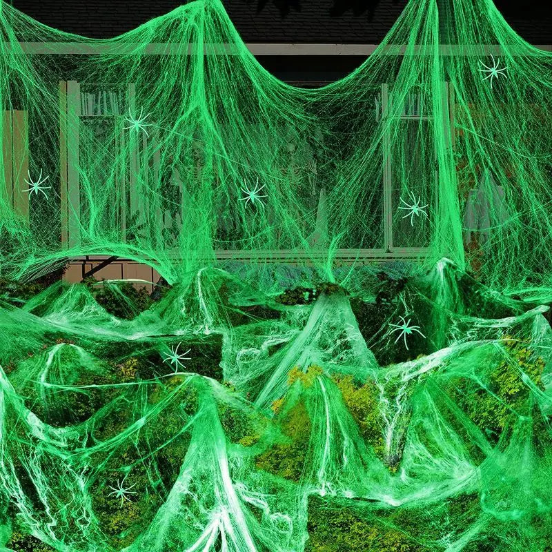 3/6/10 Meters Glow in The Dark Spider Web Halloween Fake White Spider Webs Halloween Decoration for Home/Outdoor Decor