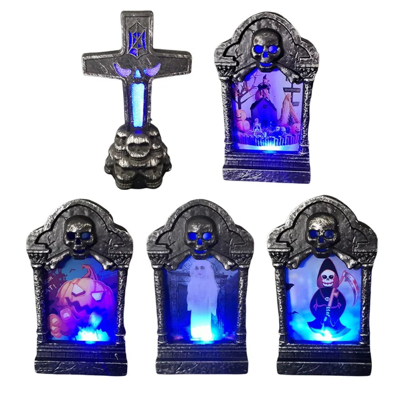 Halloween Tombstone Decorations LED Light Up for Halloween Party Glowing Supplies Haunted House Graveyard Indoor Outdoor Decors