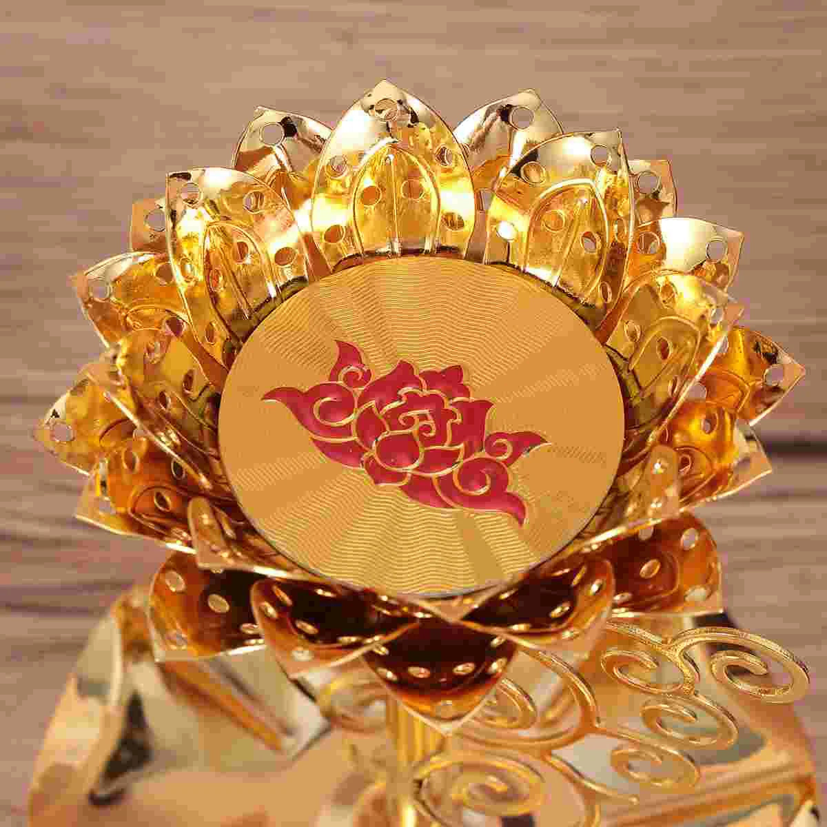 Holder Lotus Gold Diwali Diya Lamp Indian Stand Brass Lamps Oil Flower Decor Holders Tealight Crystal Candelabra Use Lights