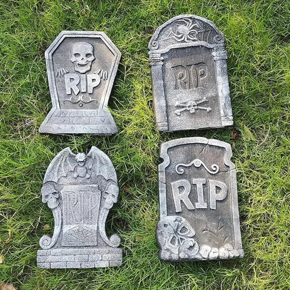 Halloween Garden Tombstone Decoration Cemetery 4 Different Mini Foam Signs for Haunted House Outdoor Party Prank Outdoor Props