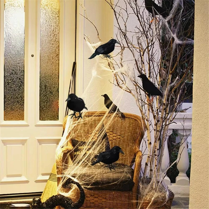 Halloween Decoration Black Crow Model Scary Props Halloween Party Home Garden Indoor Outdoor Decor Simulation Fake Bird Pigeon