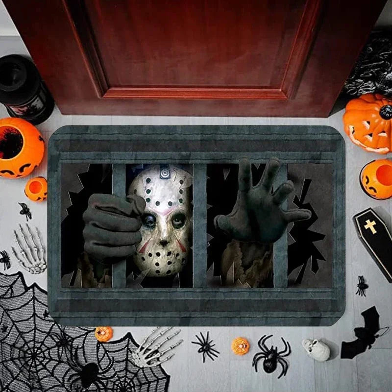 Halloween Dancing Skeletons Door Mat Spooky Skull Non-Slip Welcome Entrance Rugs Kitchen Bedroom Living Room Carpet Decoration