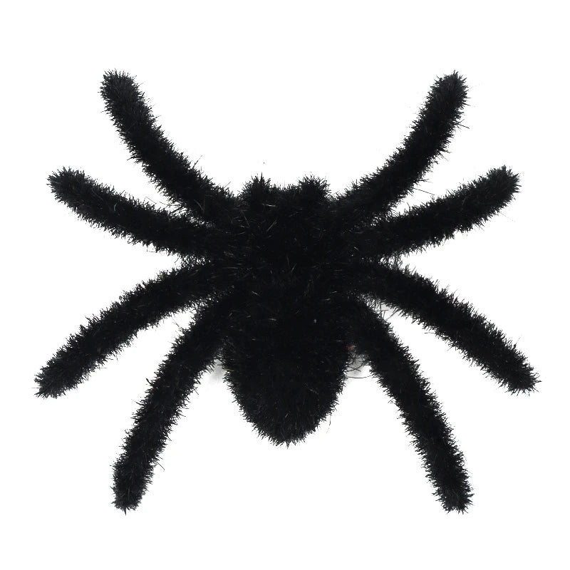 6pcs Flocking Black Spider Halloween Christmas Party Decoration Outdoor Home Bar Haunted House Horror Props Creepy Decoration