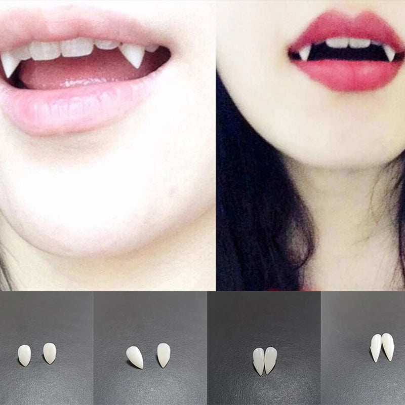 1 Pair Halloween Vampire Teeth Fangs Dentures Prop Party Costume DIY Cosplay Props Fake Teeth Resin Fangs Zombie Masquerade Prop