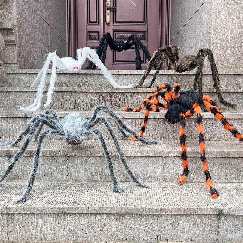 Halloween Black Giant Spider Scary Artificial Plush Spider Home Bar Haunted House Scene Ornament Prop Holiday Outdoor Decoration