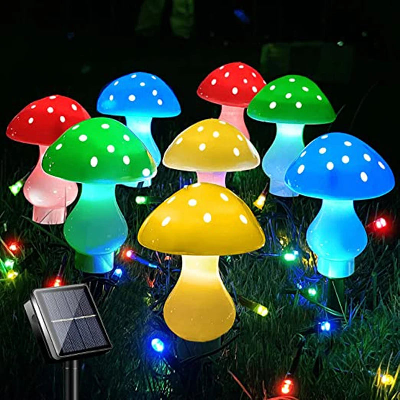 Solar Mushroom Light Garden Outdoor Decor 8 Modes Waterproof Mushroom Lamp Pathway Landscape Yard Easter Halloween Xmas Sunlight