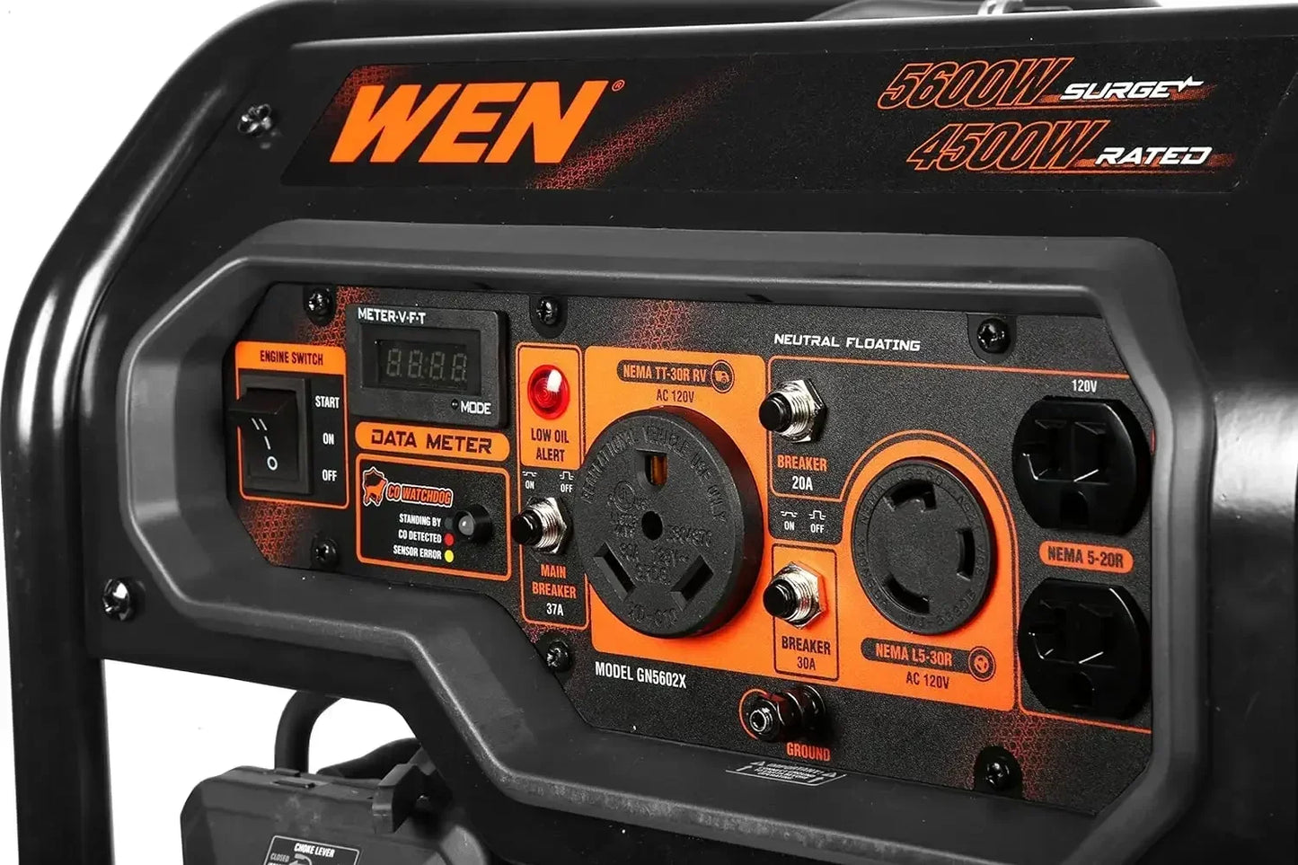 5600-Watt Portable Generator, Electric Start, 224cc, Transfer-Switch and RV-Ready with CO Shutdown Sensor (GN5602X)