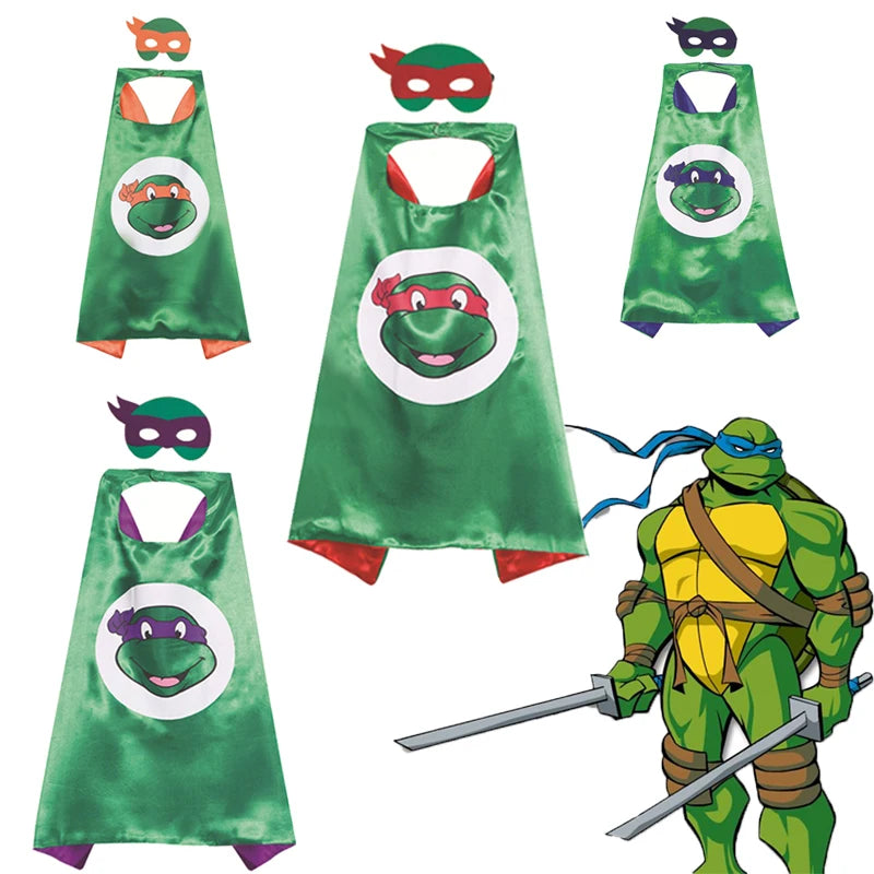 Cartoon Ninja Turtle Cloak Toy Set Halloween Character Party Cosplay Costume Mask Cloak Kid’s Toys Ninja Mask Set