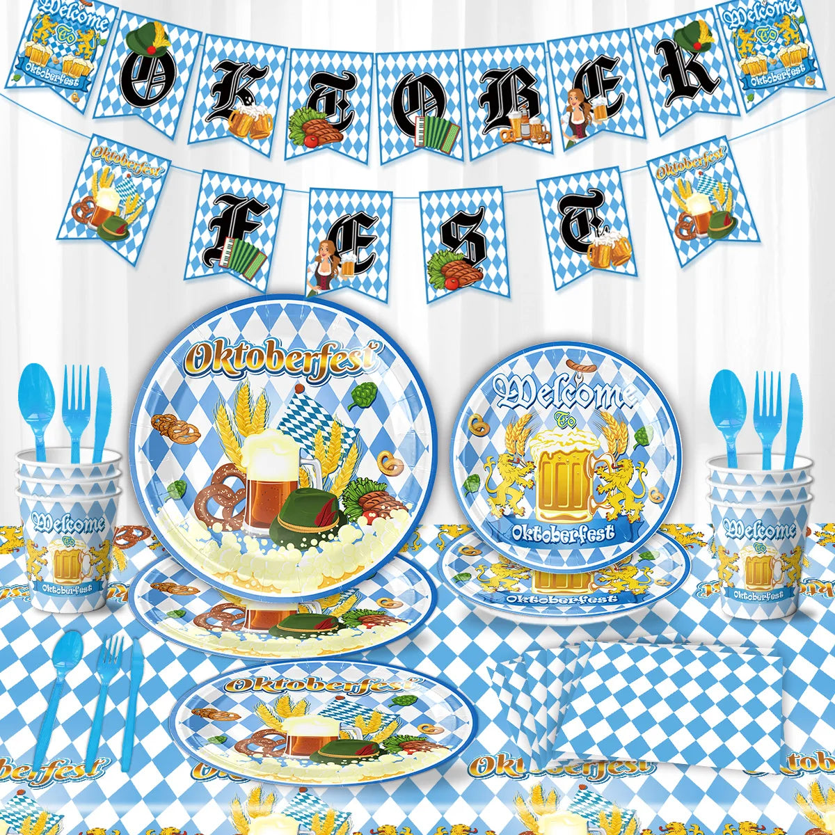 Oktoberfest themed party supplies set tableware decorate