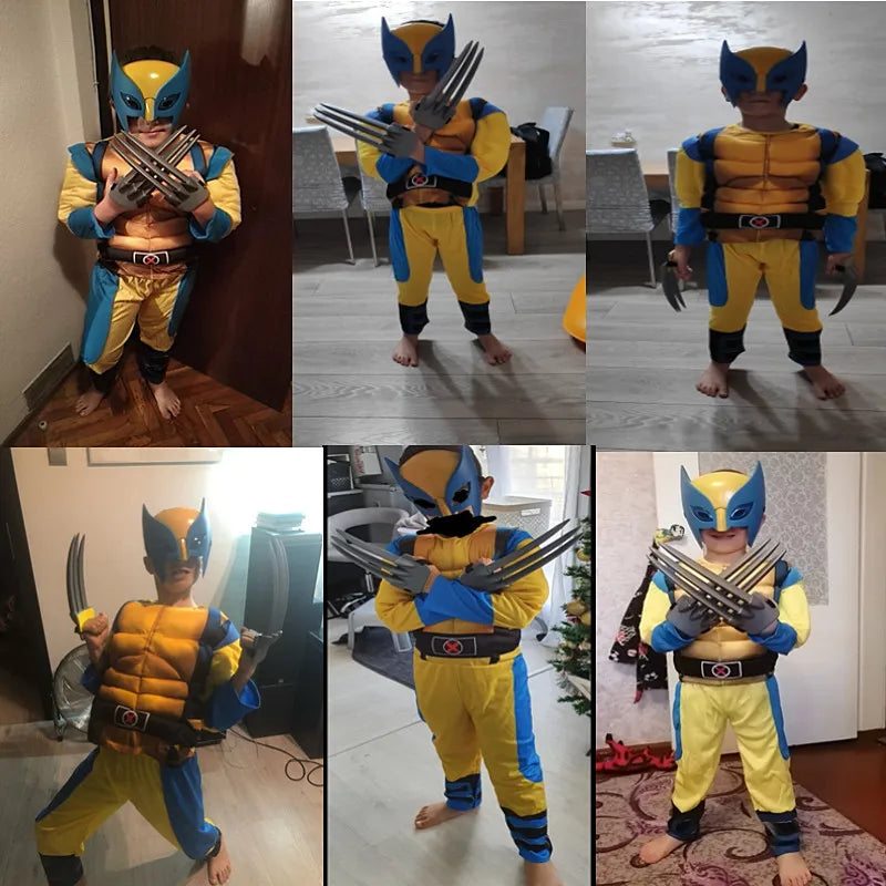 Child Movie Luxury Mask Jumpsuit Wolverine Cosplay Costume Halloween Christmas Kids New Year Costume Superhero Fantasy