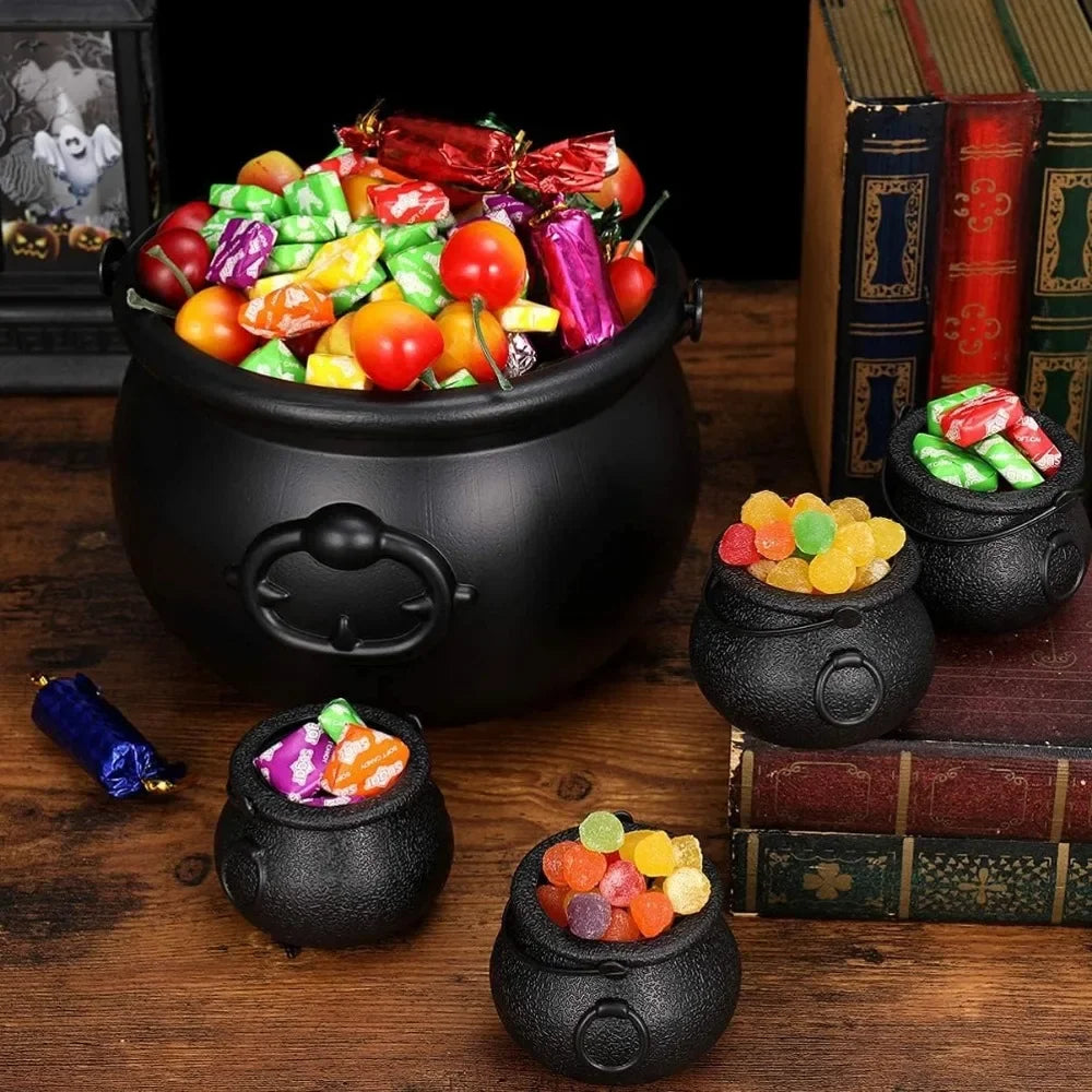 Halloween Black Cauldron Kettle Halloween Candy Jar Home Decoration, Kids Trick or Treat Parties Large Witch Cauldron Pot Bucket