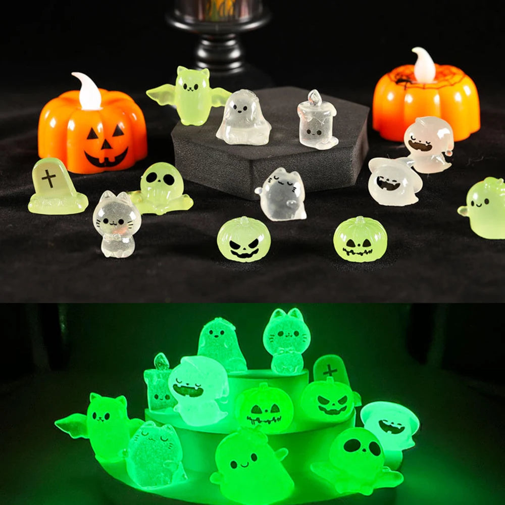 Luminous Micro Landscape Halloween Pumpkin Ghost Ornaments DIY Kit Resin Decoration Outdoor Patio Lawn Yard Garden Accessories