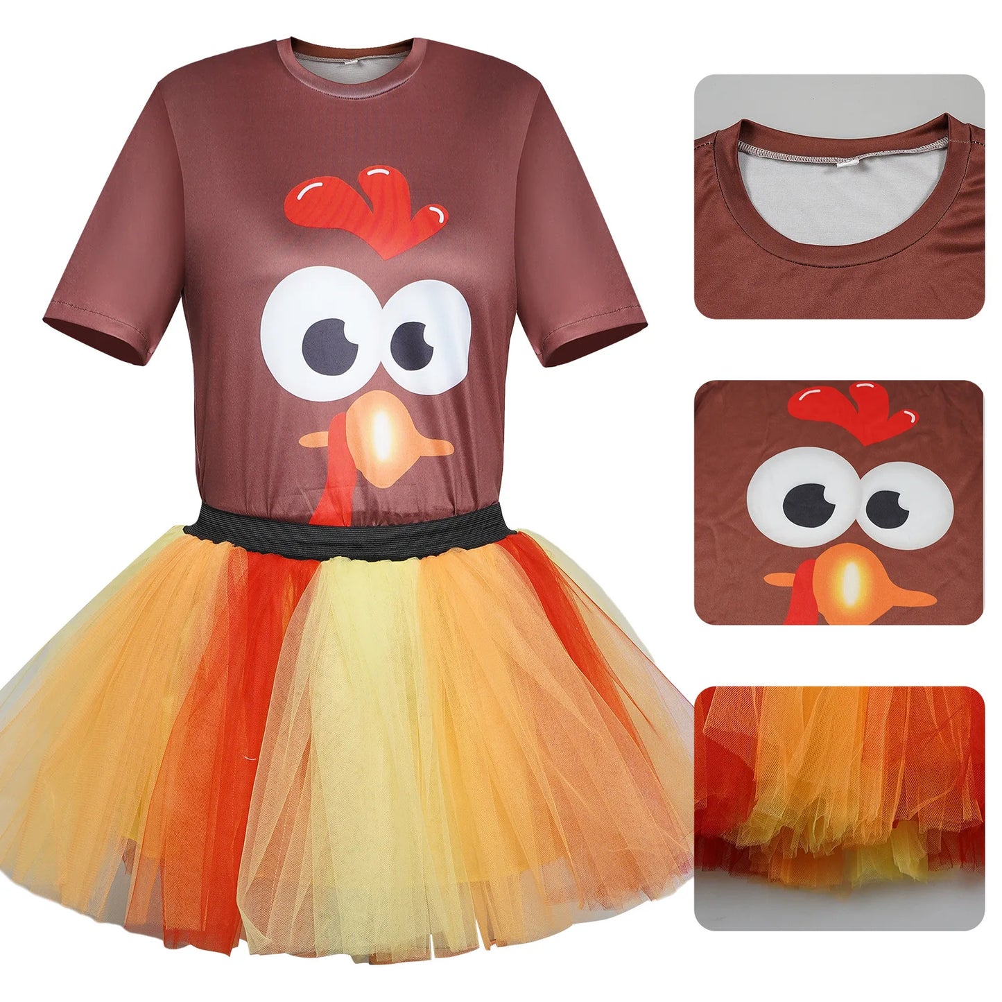 Halloween, Thanksgiving, Party, Turkey Dress, Cos Dress, Festival Performance, Fluffy Dress, Cosplay, Animal Role Playing Dress