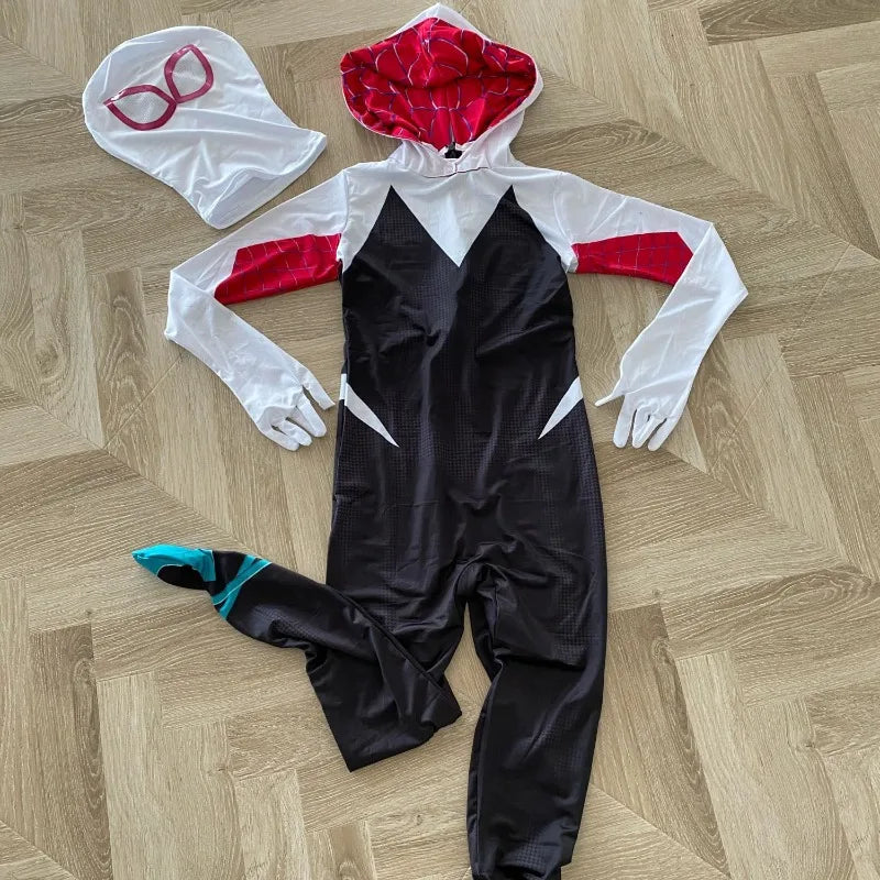 3D Kids Women  Spider Gwen Costume Gwendolyn Maxine Stacy Zentai Suit Spidergirl Cosplay Halloween Costumes For Girls