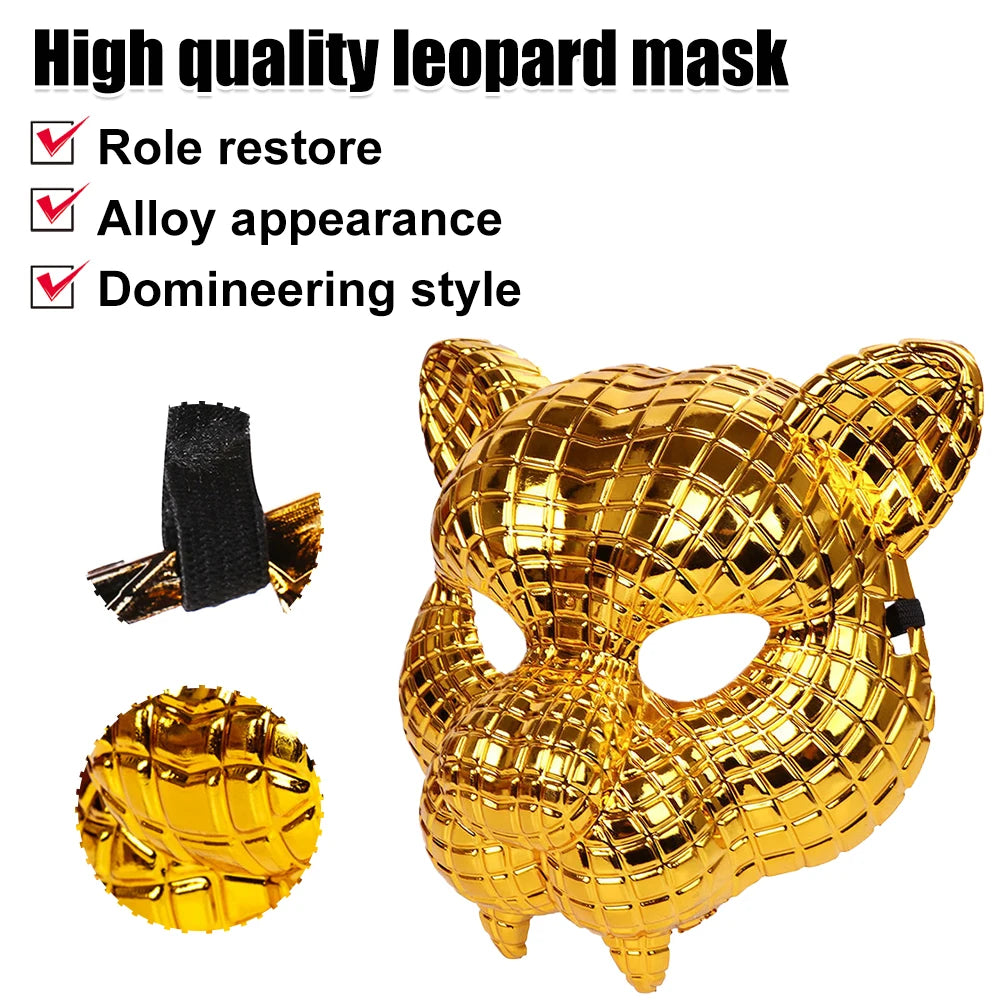 Halloween Animal Cosplay Lion Tiger Leopard Stage Show Prop Mask Golden Leopard Party Mask Costume Accessories Party Supplies