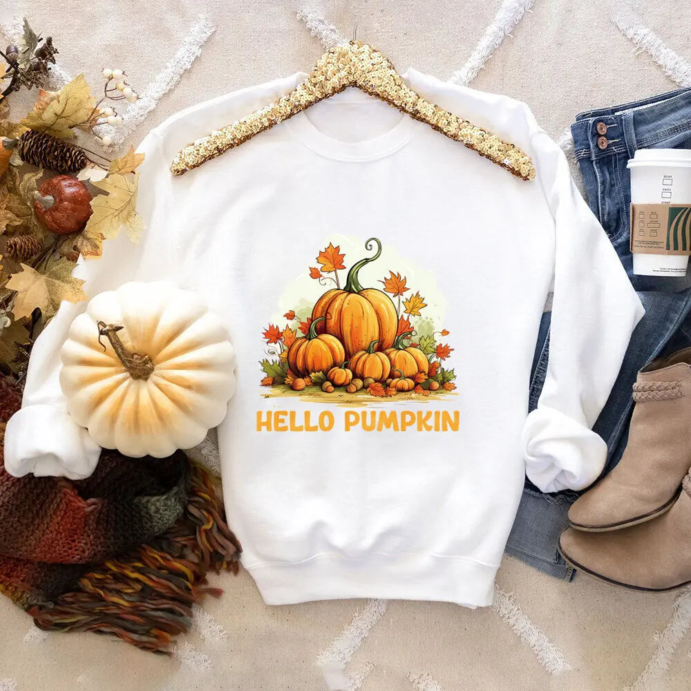 Vintage Pumpkin Fall Sweater for Women Cute Pumpkin Shirts Thanksgiving Sweatshirt Women's Graphic Autumn Tops Clothes